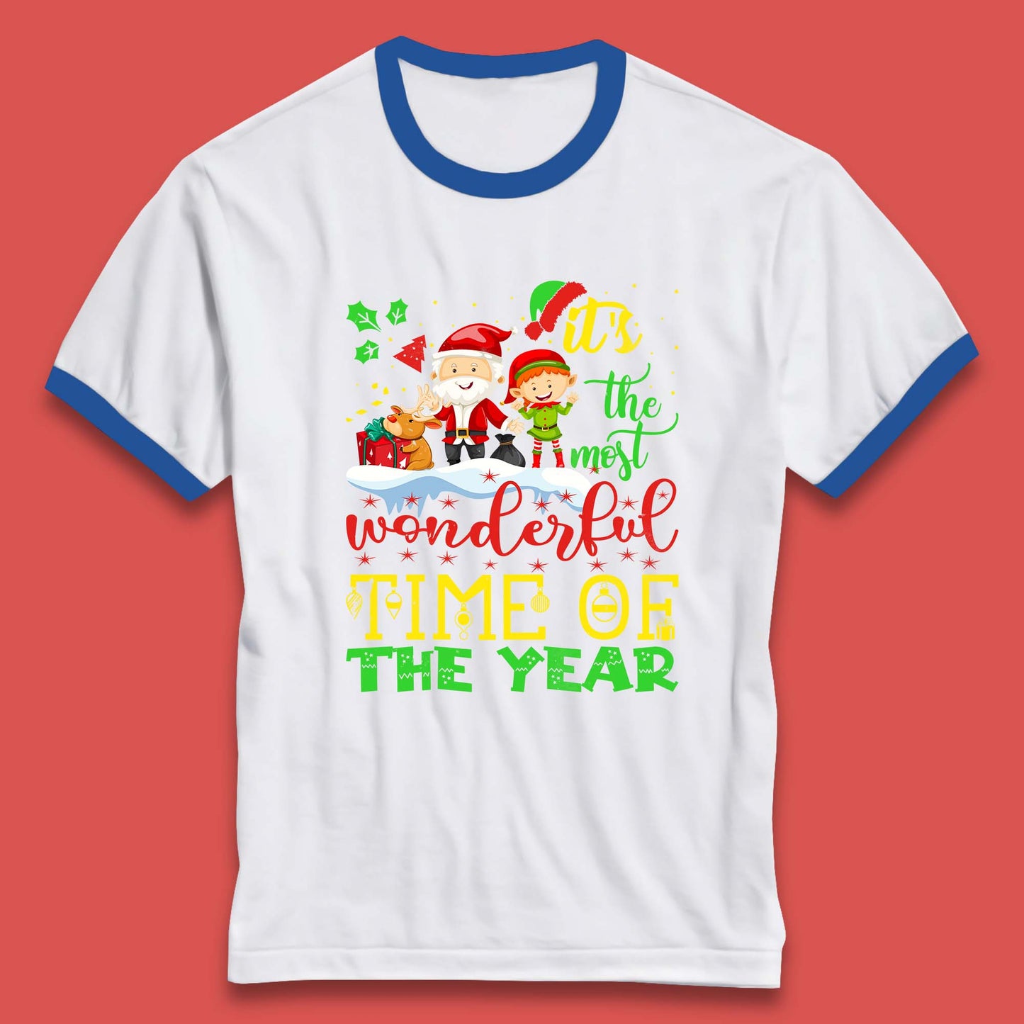 santa reindeer and elf ringer t shirt