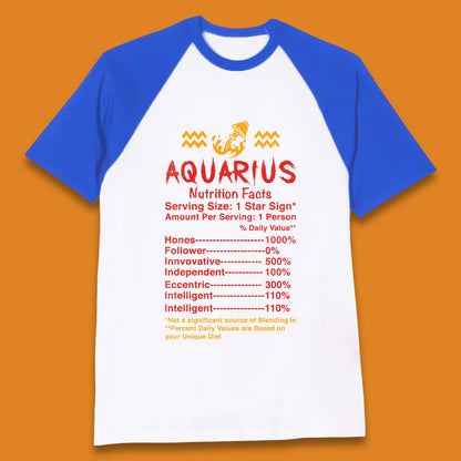 Aquarius Nutrition Facts Baseball T-Shirt