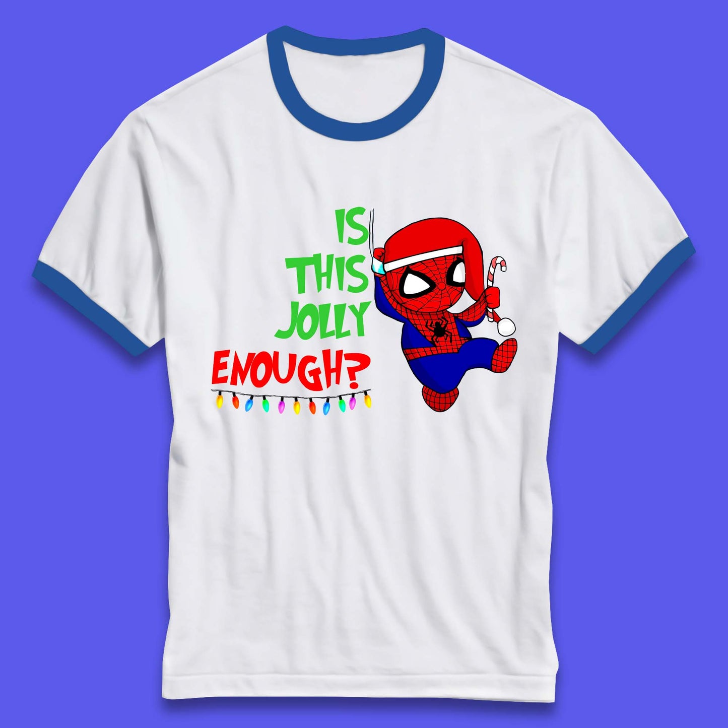 Jolly Enough Spiderman Christmas Ringer T-Shirt