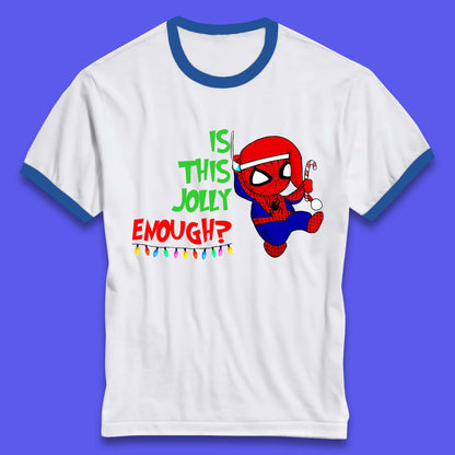 Jolly Enough Spiderman Christmas Ringer T-Shirt