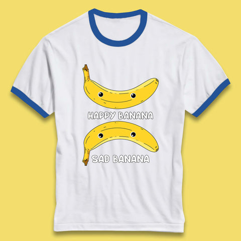 Happy Banana Sad Banana Funny Meme Pun Joke Smiling Face Ringer T Shirt