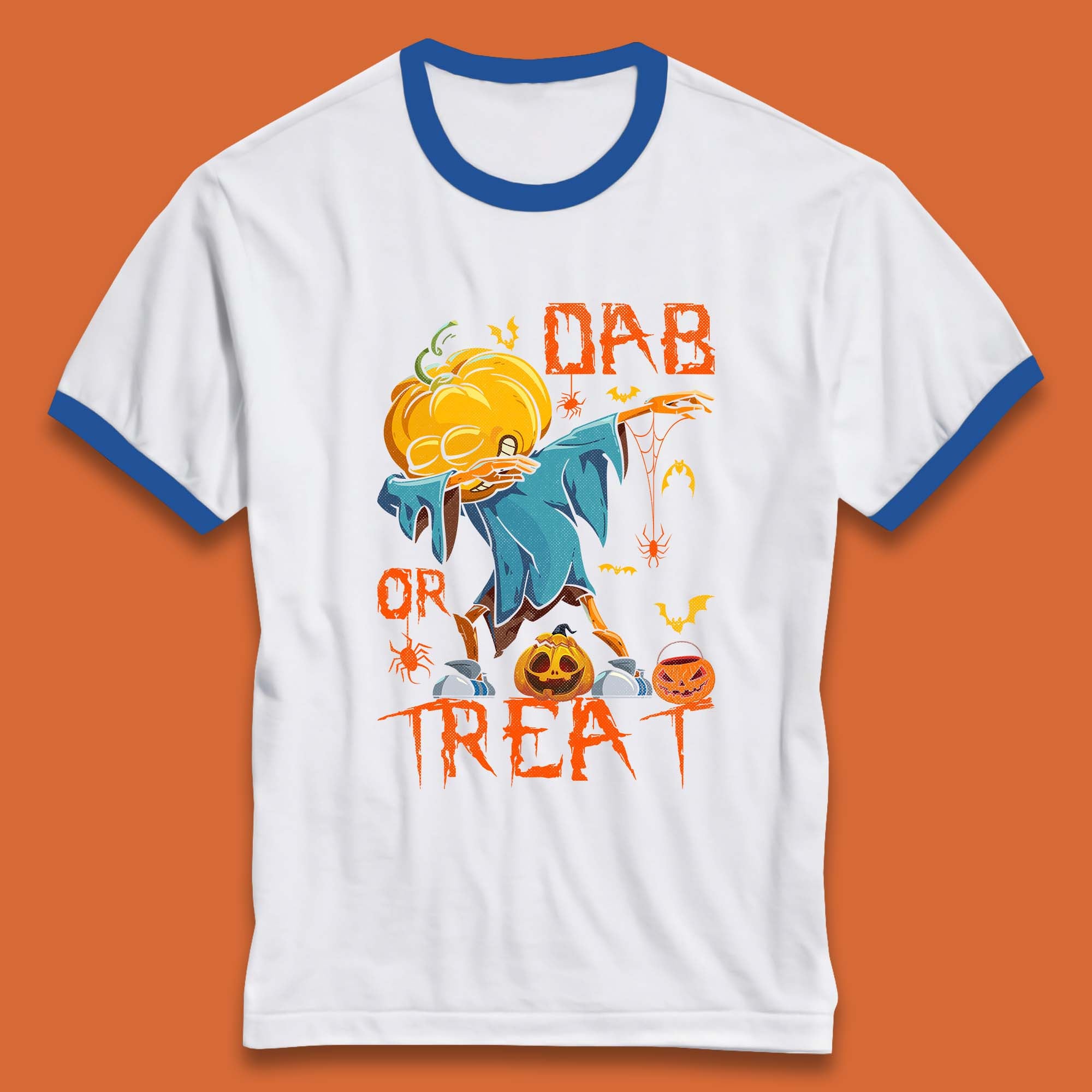 Dab Or Treat Scarecrow Dabs Halloween Dabbing Dance Horror Scary Ringer T Shirt