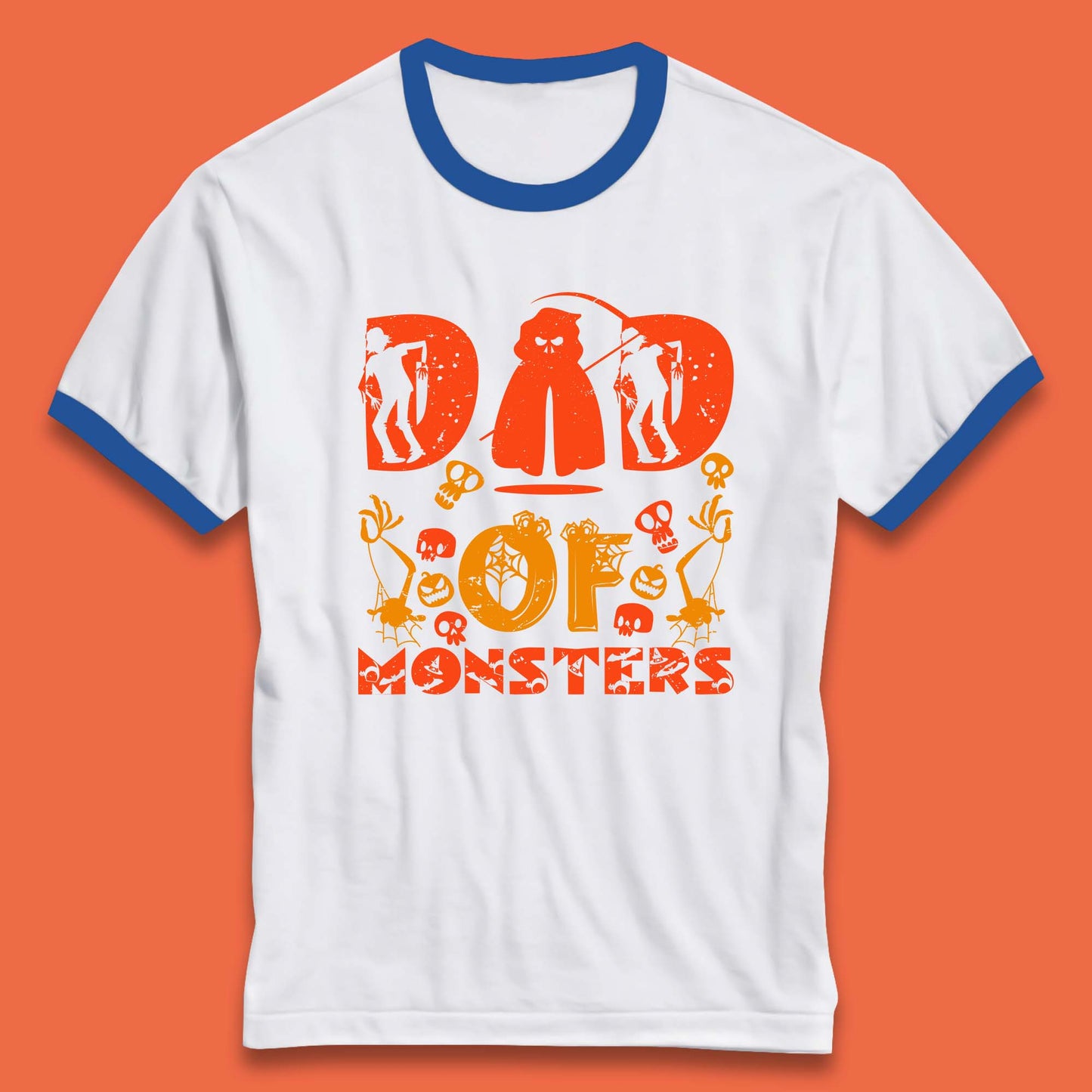 Dad Of Monsters Halloween Spooky Dad Dadster Halloween Costume Ringer T Shirt