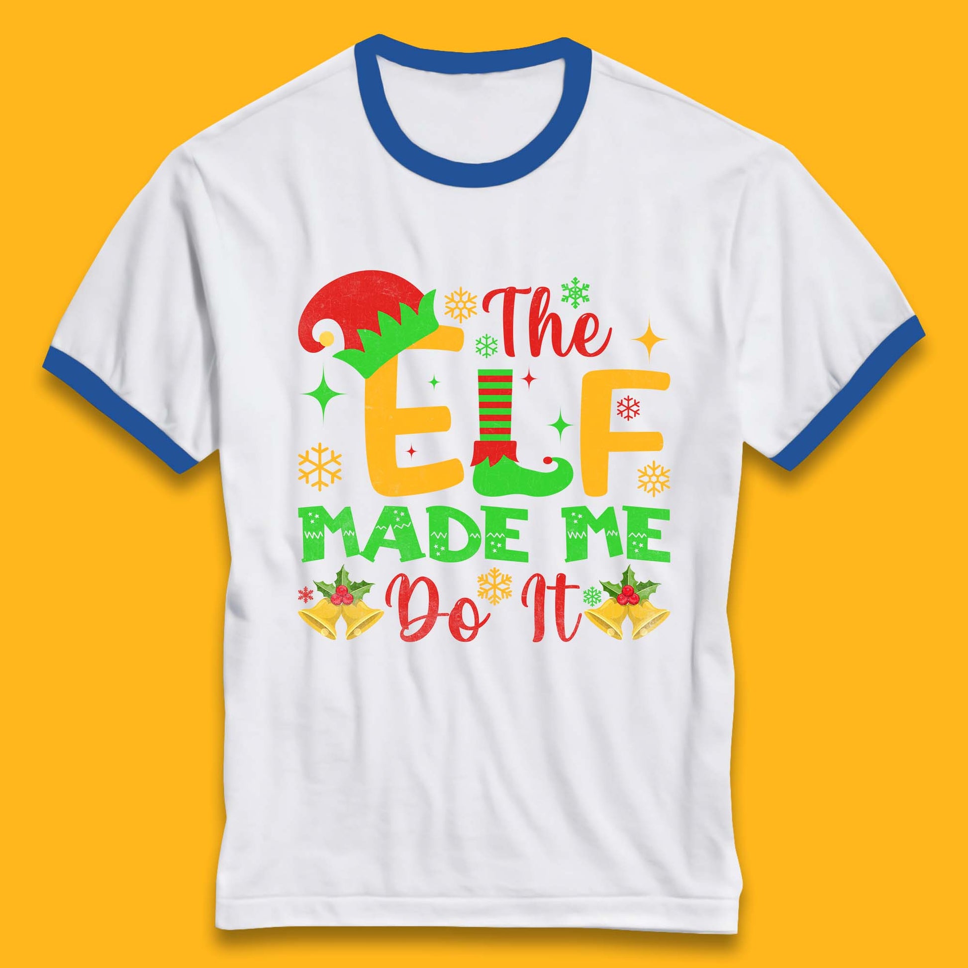 the elf made me do it christmas ringer t shirt