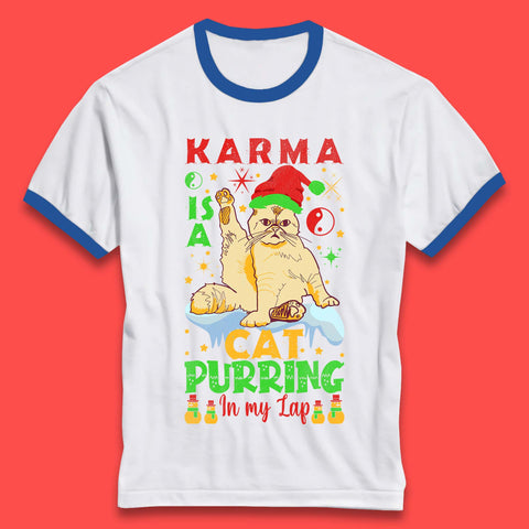 Christmas Karma Is A Cat Ringer T-Shirt