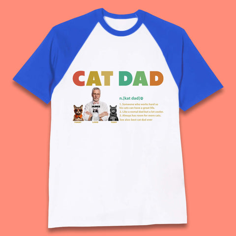 Personalised Cat Dad Baseball T-Shirt