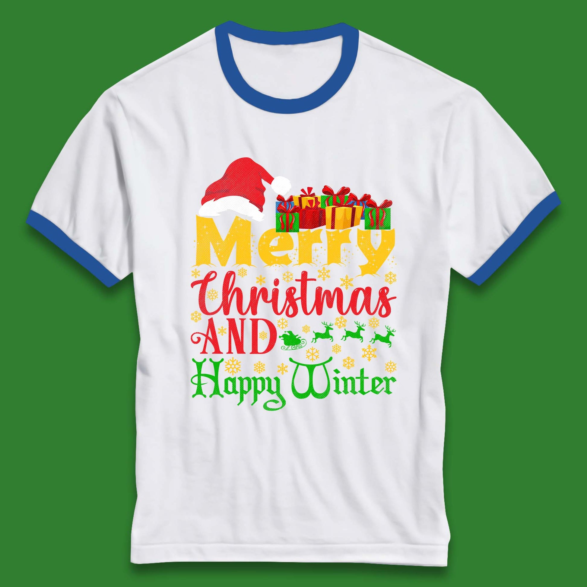 merry christmas and happy winter ringer t shirt
