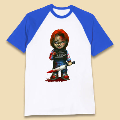 Chucky Mug Shot Chicago Police Dept Ray Charles Lee Chucky Halloween Horror Movie Baseball T Shirt