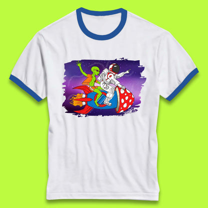 Alien & Astronaut Rocket Ship Ringer T-Shirt
