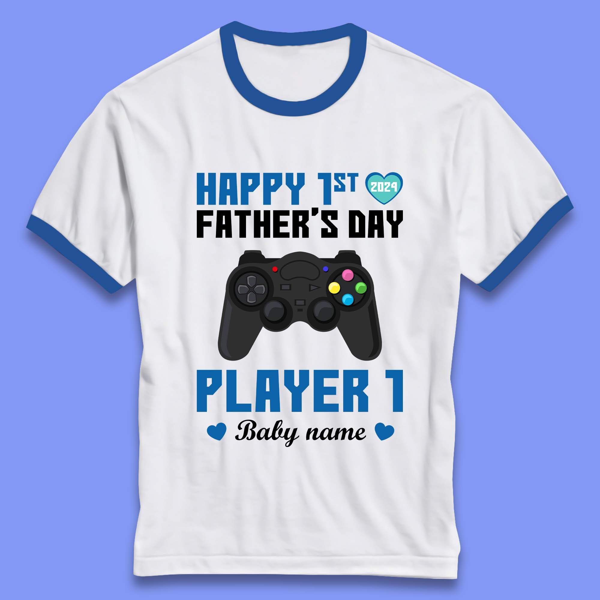Personalised Happy First Father's Day Ringer T-Shirt