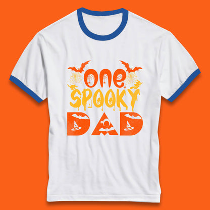One Spooky Dad Happy Halloween Fall Season Dad Life Spooky Flying Bats Ringer T Shirt