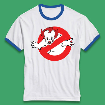 The Real Ghostbusters No Ghost Halloween IT Pennywise Clown Movie Mashup Parody Ringer T Shirt