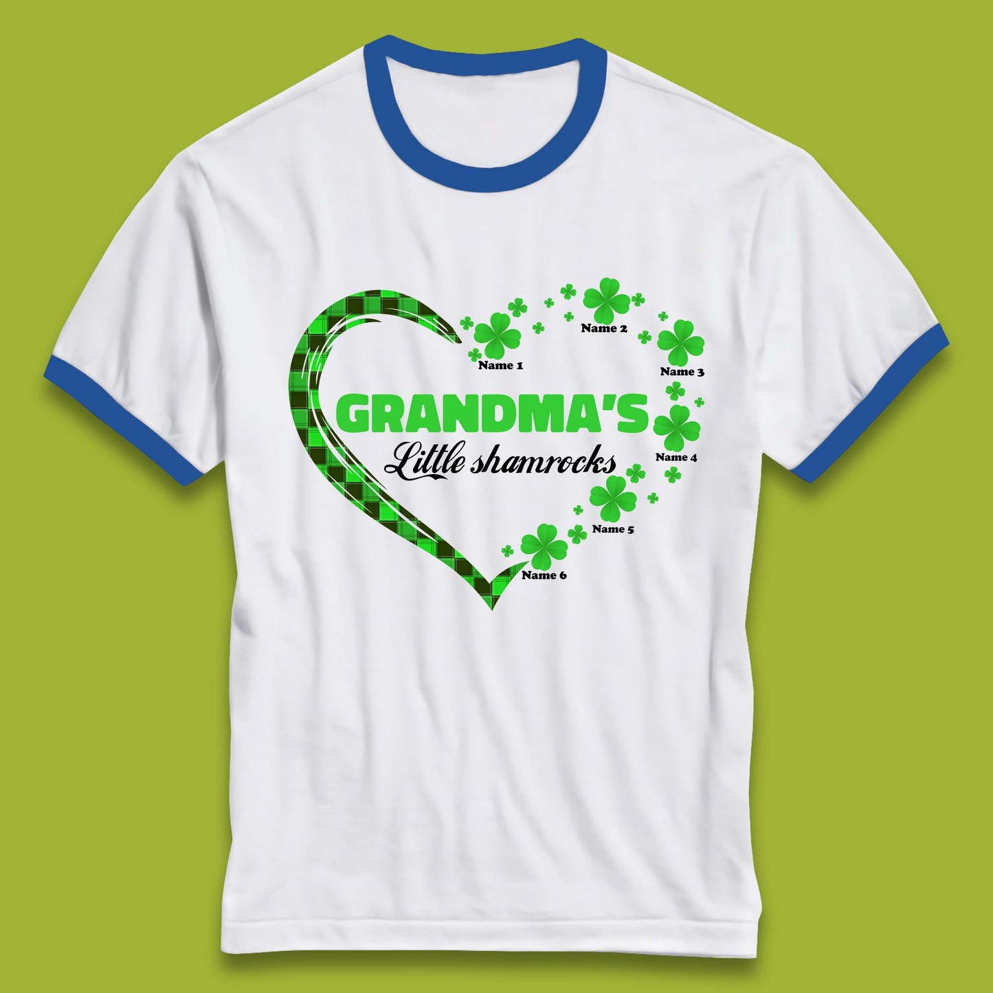 Personalised Grandma's Little Shamrocks Ringer T-Shirt