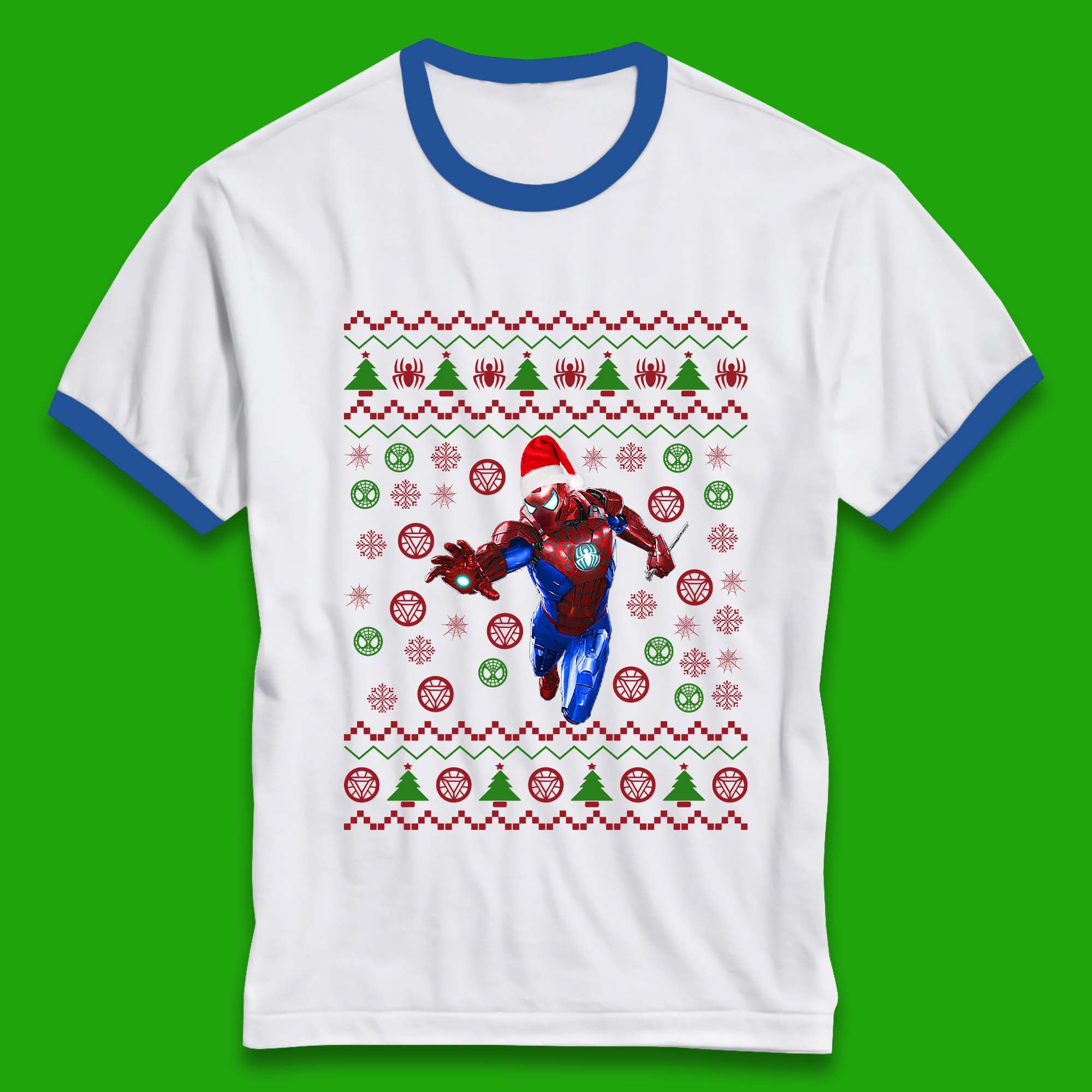 Iron Spider Man Suit Christmas Ringer T-Shirt