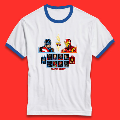 Captain America VS Iron Man Marvel Avengers Superheros Movie Character Panther Widow Thor Ringer T Shirt