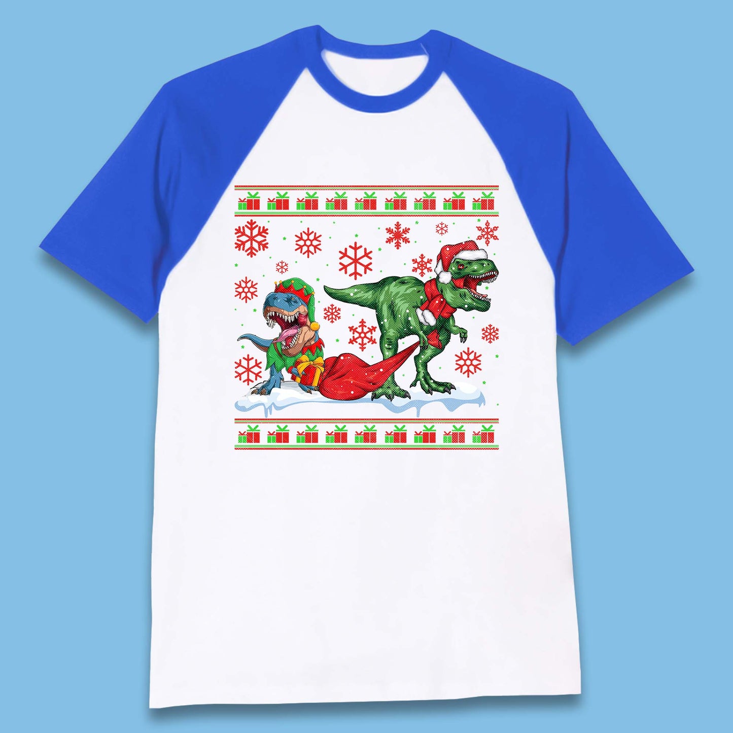 santa & elf costume baseball t shirt