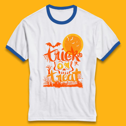 Trick Or Treat Happy Halloween Horror Scary Spooky Season Halloween Vibes Ringer T Shirt