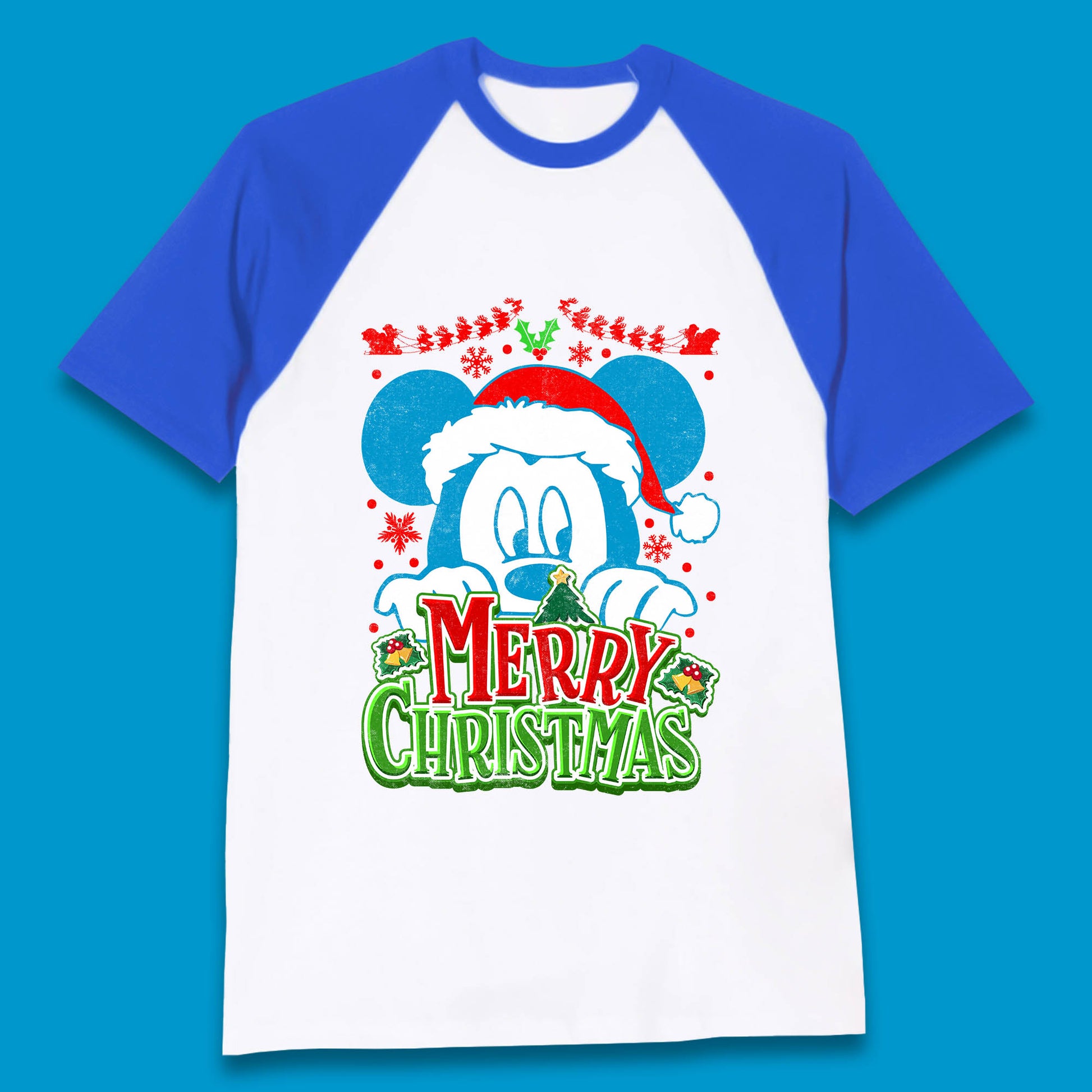mickey mouse christmas baseball t shirt