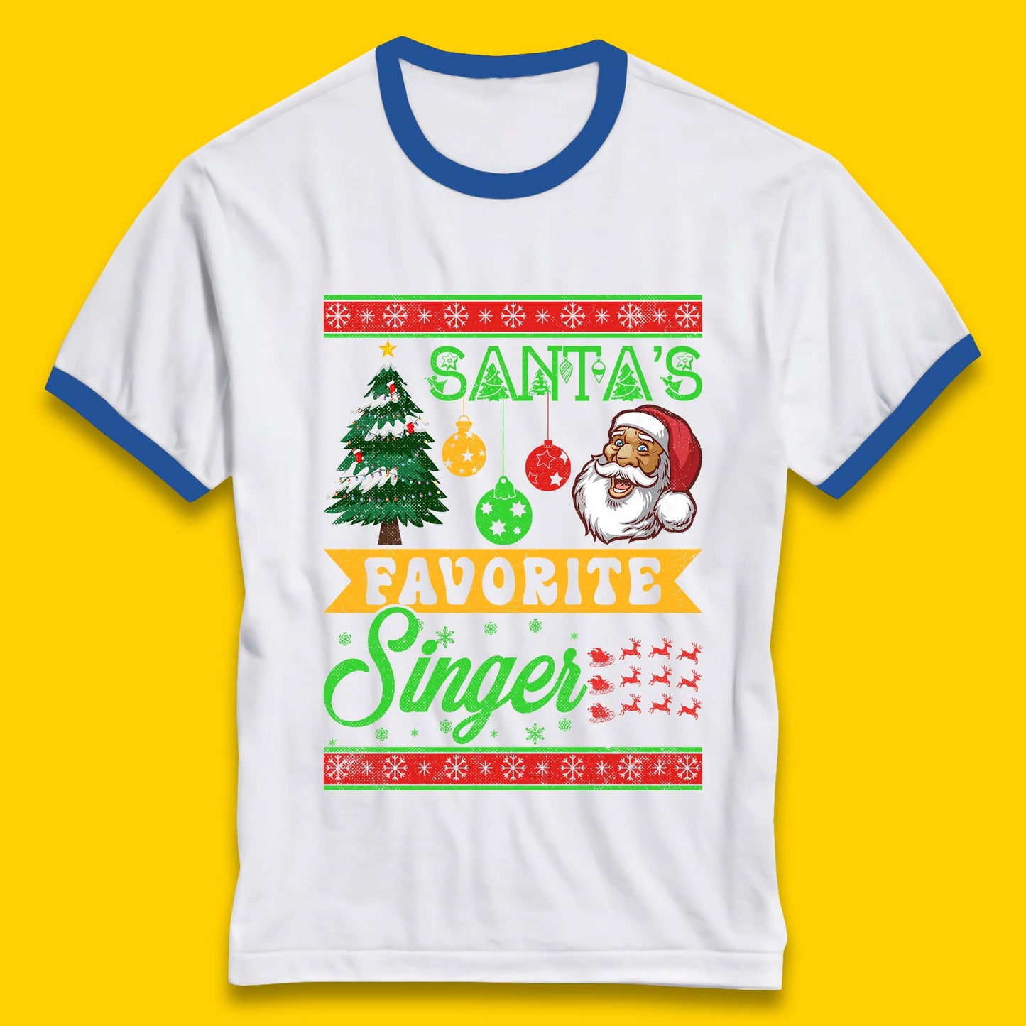 Santa's Favorite Singer Christmas Ringer T-Shirt