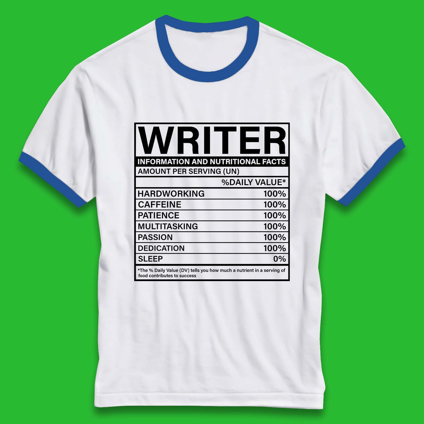 Writer Nutritional Facts Ringer T-Shirt