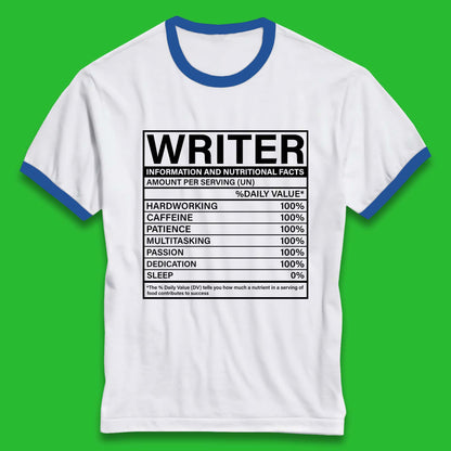 Writer Nutritional Facts Ringer T-Shirt