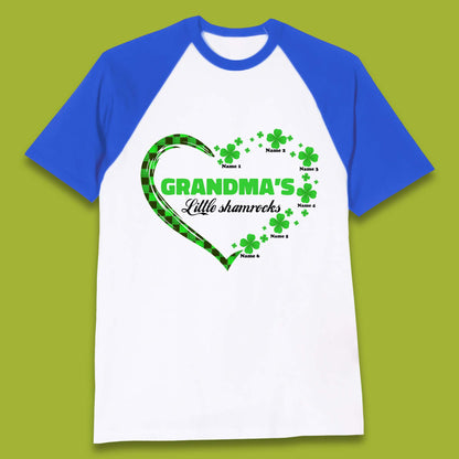 Personalised Grandma's Little Shamrocks Baseball T-Shirt