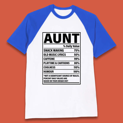 Aunt Nutrition Fact Baseball T-Shirt