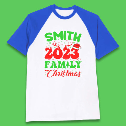 Personalised 2023 Family Christmas Your Name Xmas Matching Family Costume Baseball T Shirt
