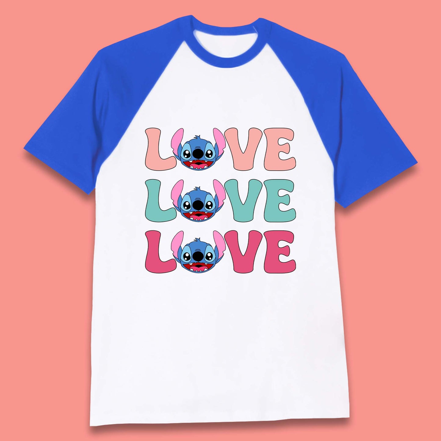 Stitch Love Valentines Baseball T-Shirt