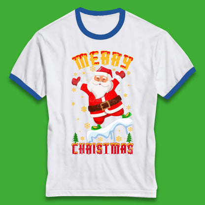 merry christmas santa claus ringer t shirt