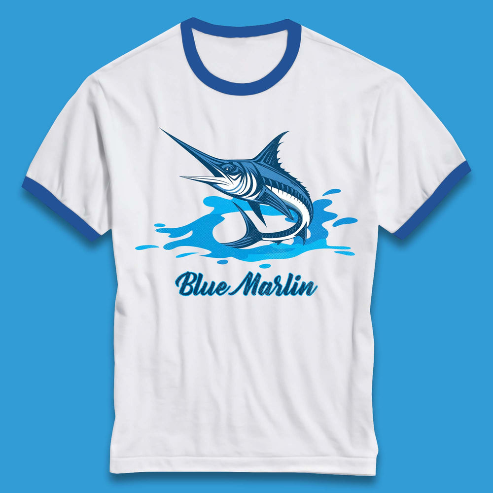 Blue Marlin Fishing Ringer T-Shirt
