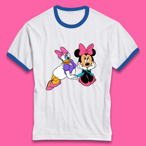 Cute Disney Minnie Mouse and Daffy Duck Best Friends Magic Kingdom Holiday Disney Best Friends Cartoon Character Disneyland Vacation Trip Ringer T Shirt