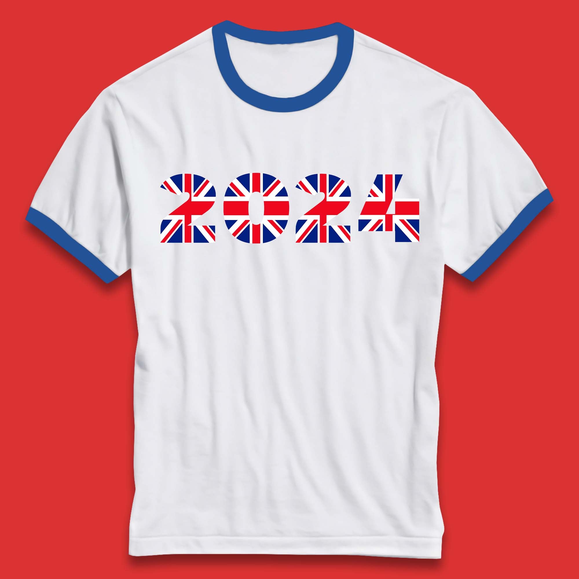 New Year 2024 UK Flag Ringer T-Shirt