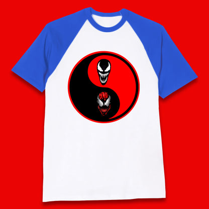 Marvel Comics Carnage And Venom Fictional Movie Character Anime Yin Yang Spoof Baseball T Shirt