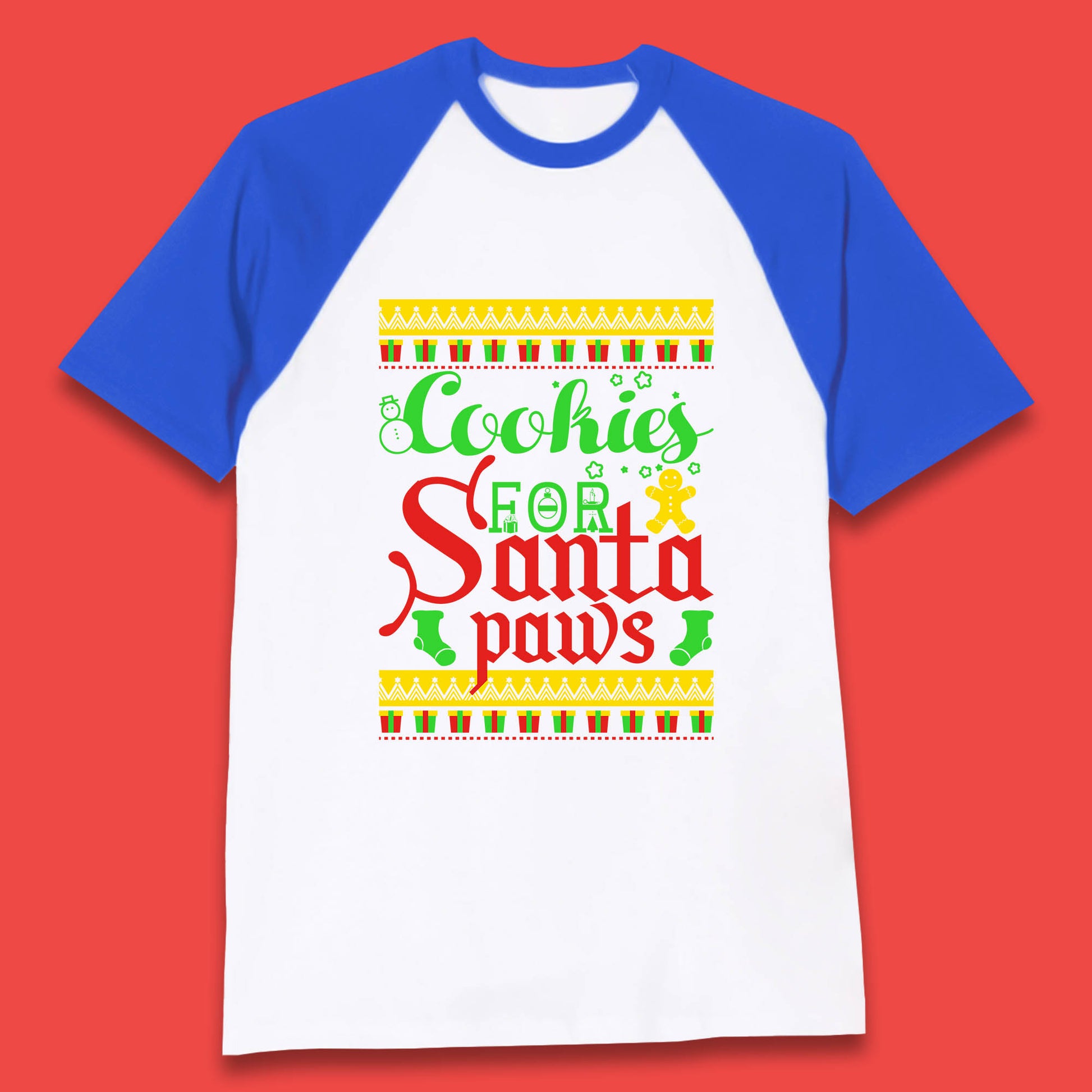 christmas cookies for santa paws baseball t shirt