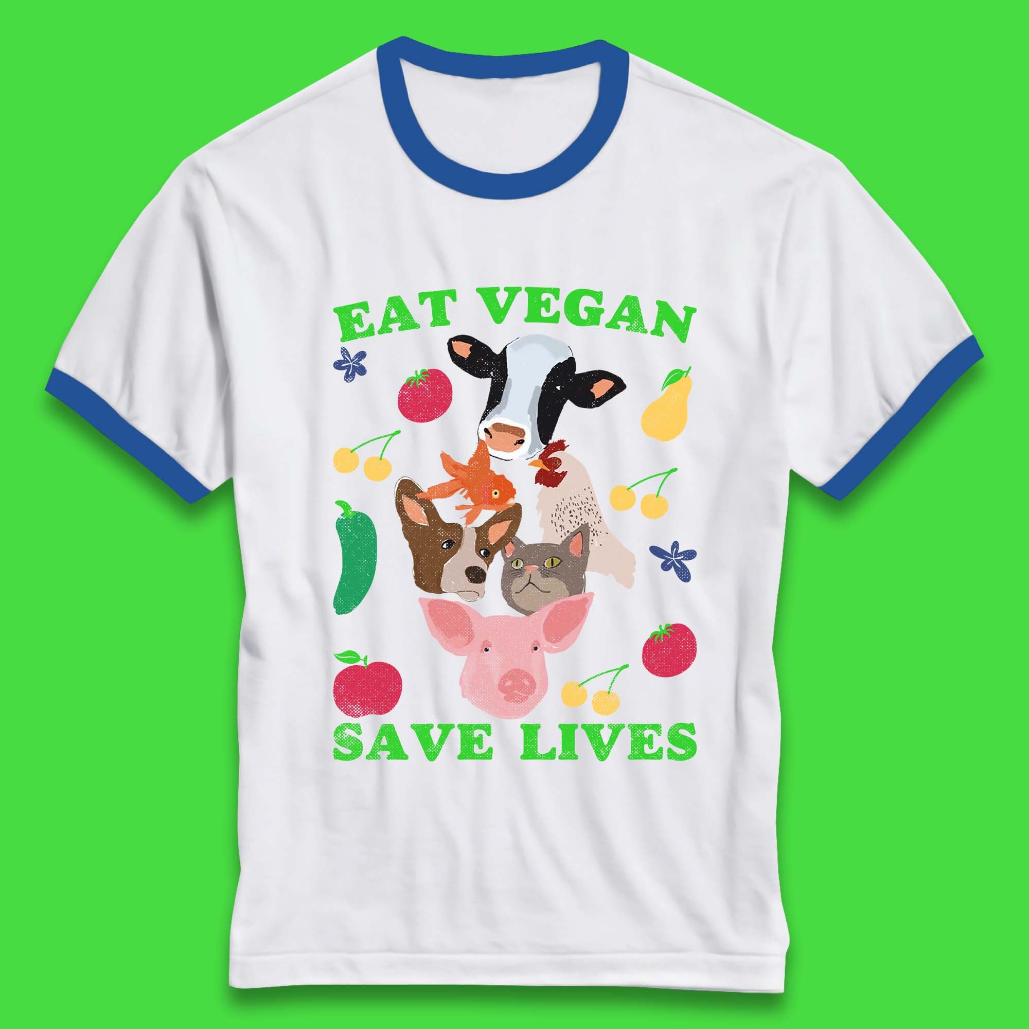 Eat Vegan Save Lives Ringer T-Shirt