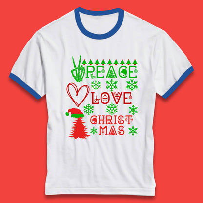 peace love christmas ringer tee