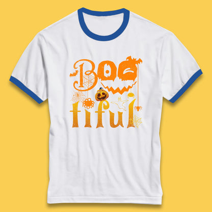 Bootiful Halloween Ghost Funny Boo Ghost Scary Spooky Season Ringer T Shirt