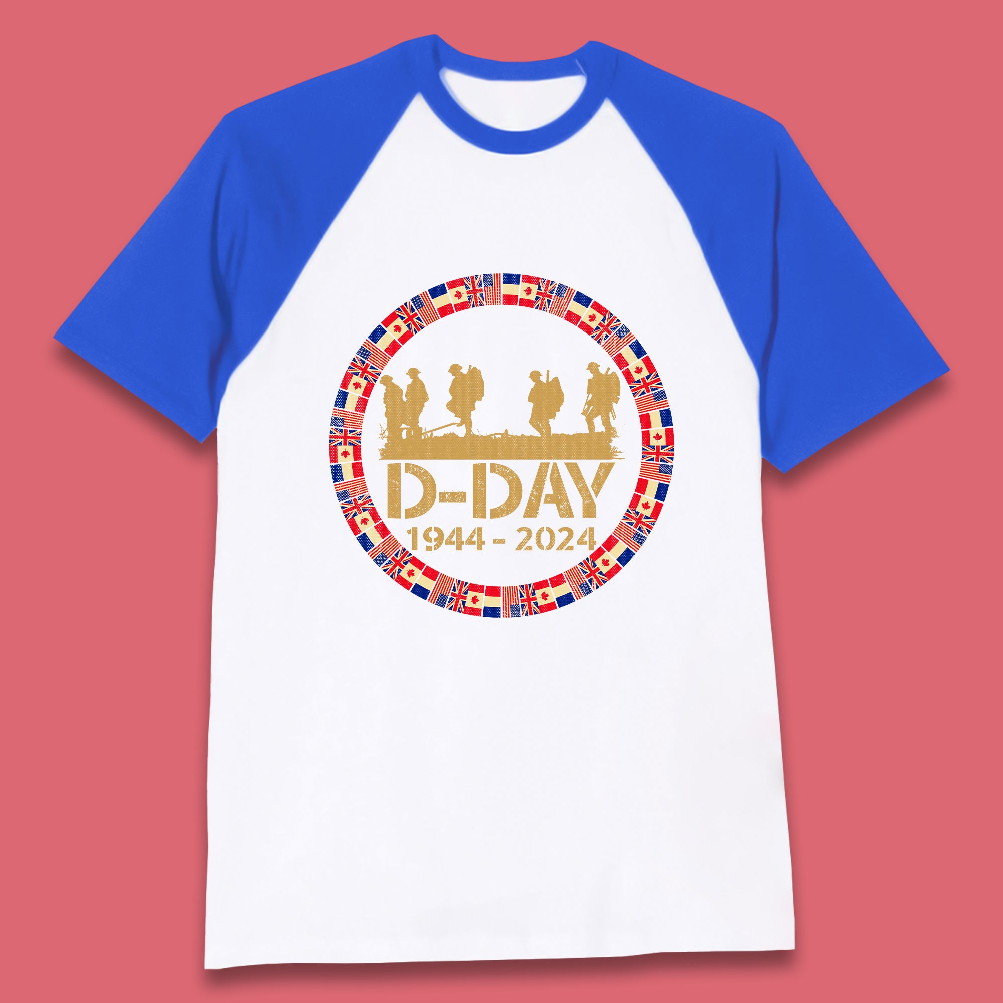 D-Day 1944-2024 Baseball T-Shirt