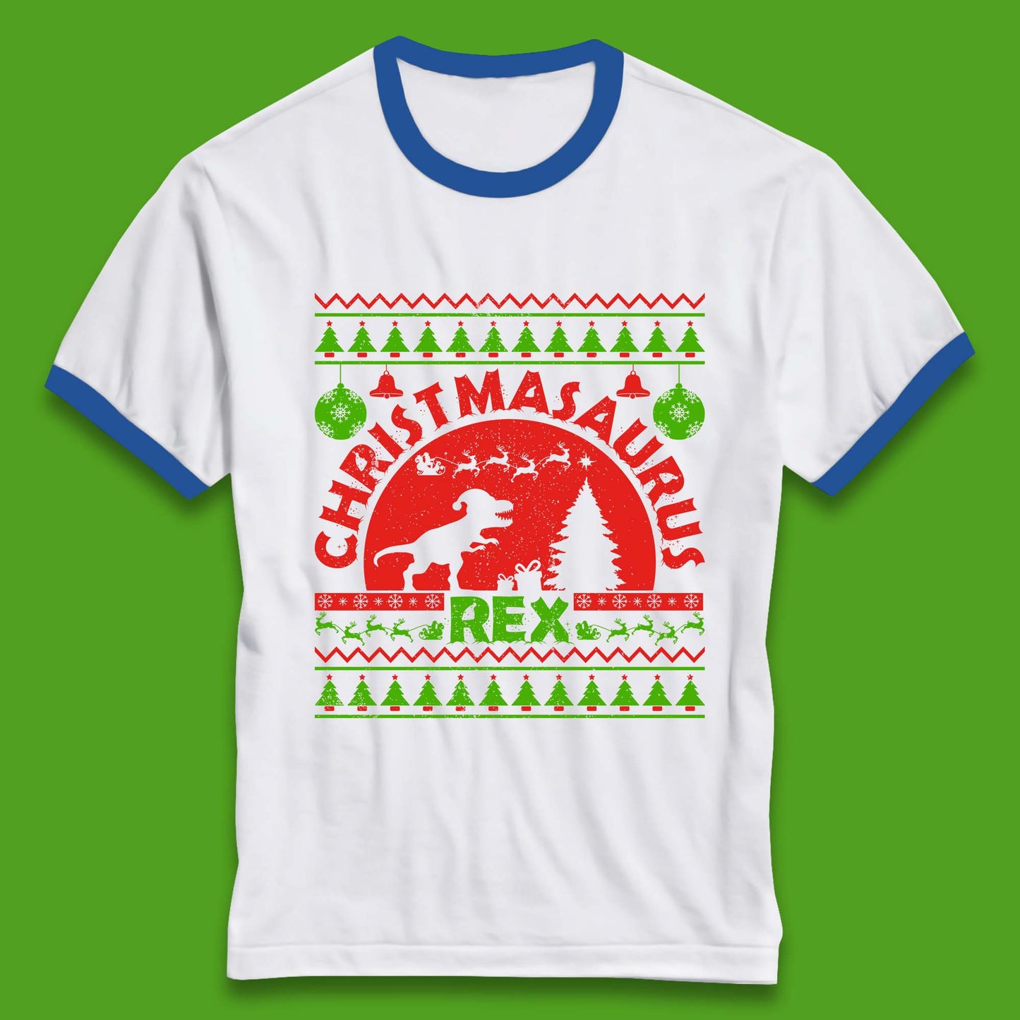 Christmasaurus Rex Ringer T-Shirt
