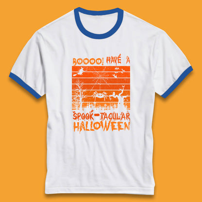 Booo Have A Spook Tacular Halloween Graveyards With Dead Tree Horror Scary Ringer T Shirt