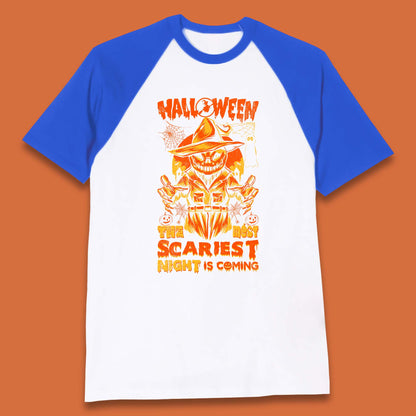 Halloween The Most Scariest Night Is Coming Halloween Scarecrow Jack O Lantern Scary Night Baseball T Shirt