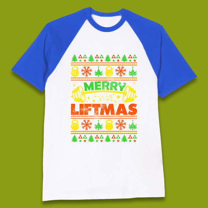 Merry Liftmas Christmas Baseball T-Shirt