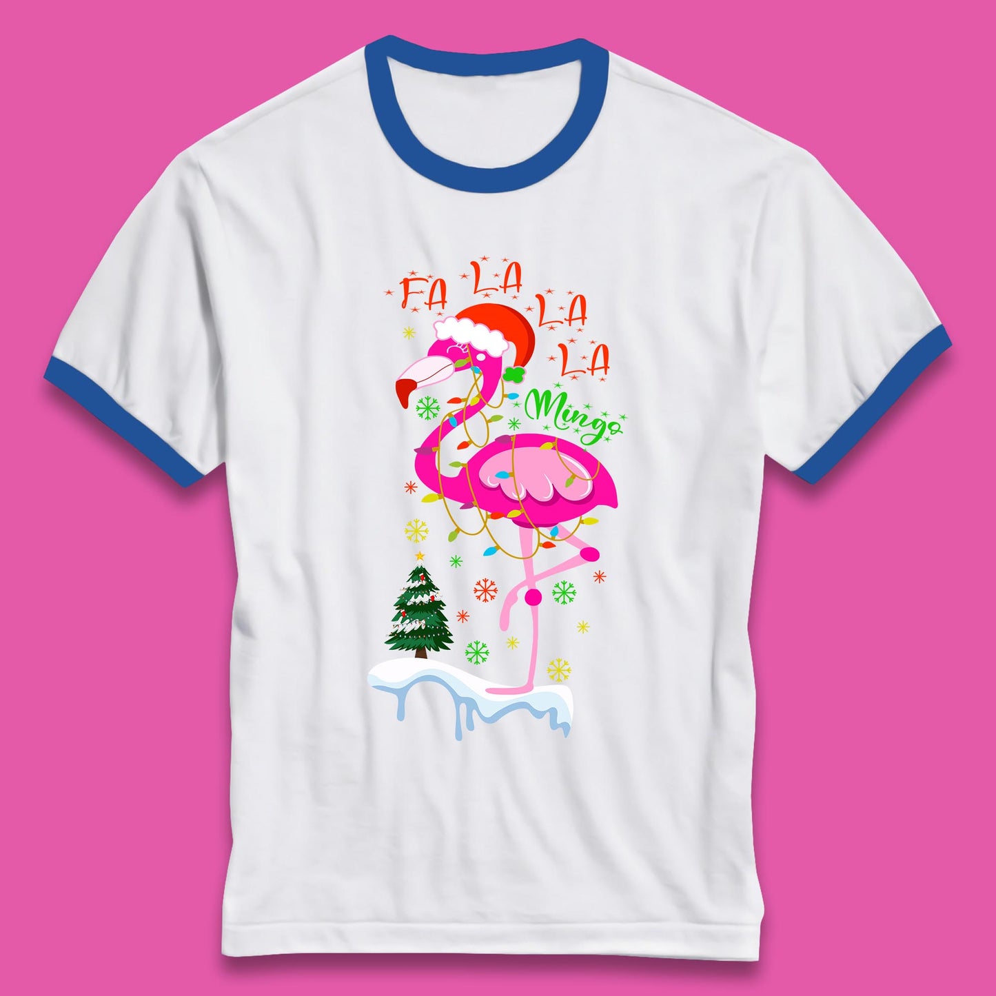 flamingo christmas ringer t shirt