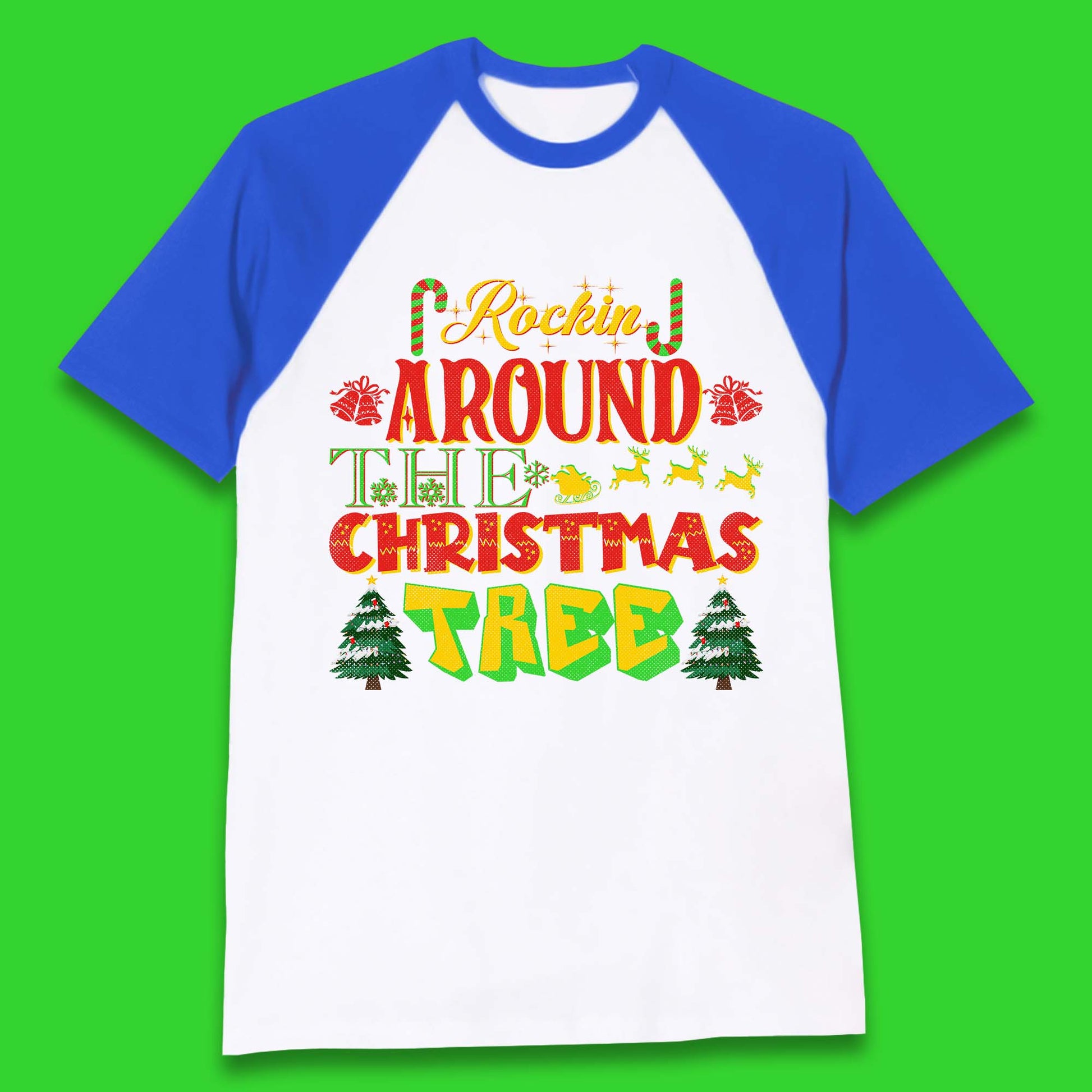 rockin around the christmas tree baseball t shirt