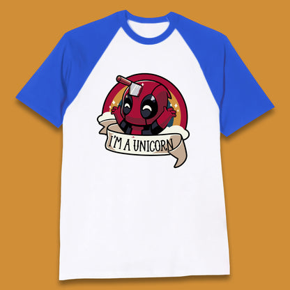 I'm A Unicorn Funny Deadpool Rainbow Colors Marvel Avengers Superhero Fictional Character Baseball T Shirt