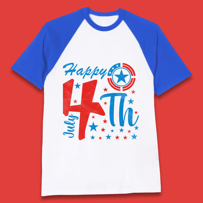 Happy 4th July United States Of America Independence Day Patriotic Celebration Fourth Of July Baseball T Shirt