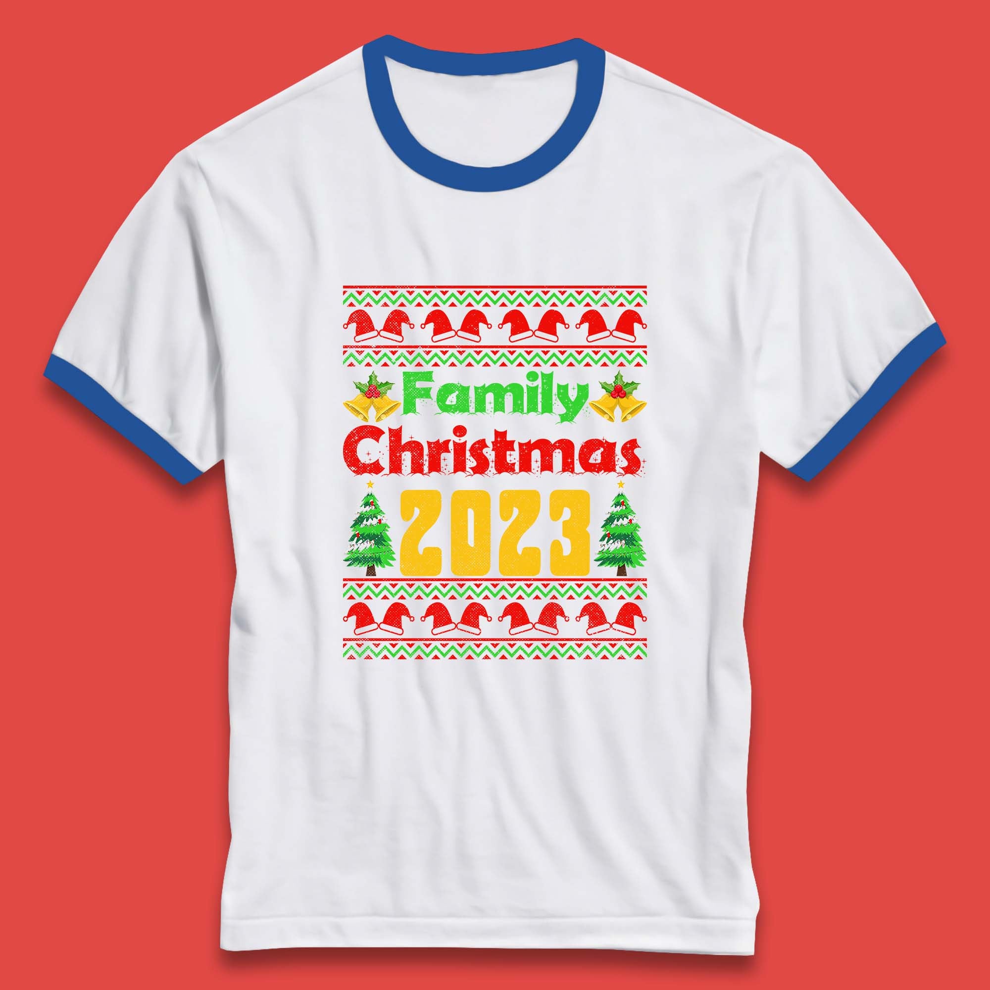 Family Christmas 2023 Holiday Winter Festive Christmas Trees Xmas Season Ringer T Shirt