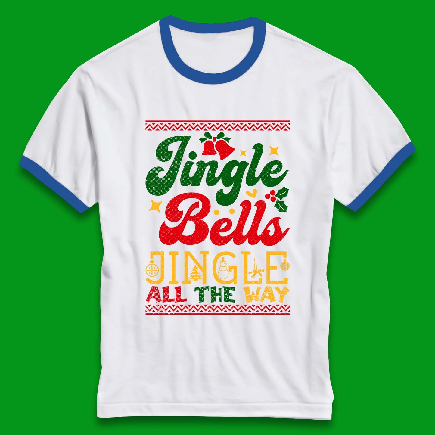 jingle bell christmas ringer t shirt
