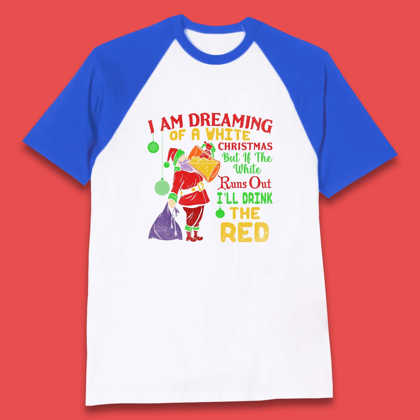 santa claus drinking baseball t shirt